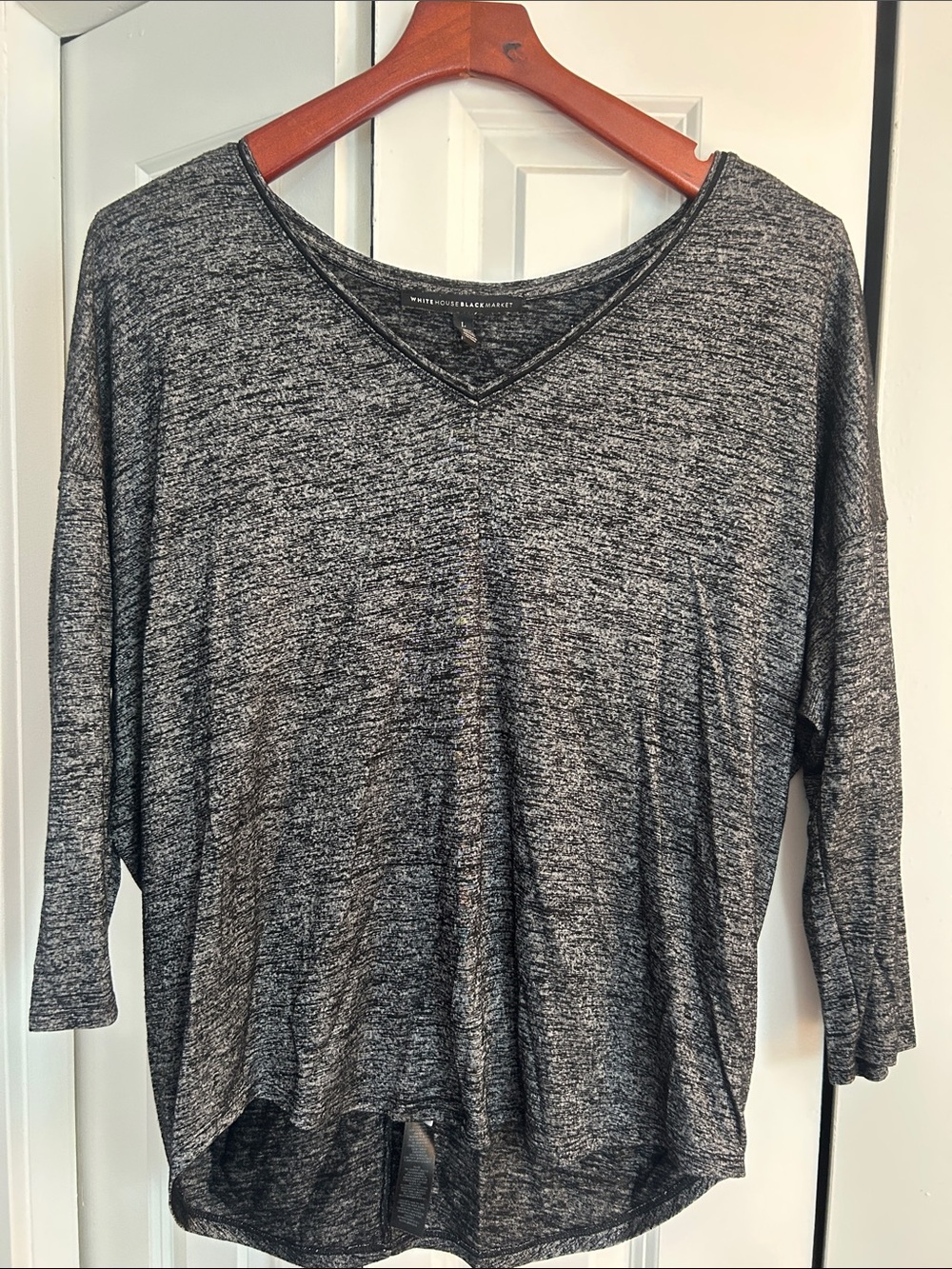 Relaxed V-Neck Dolman Sleeve Top - Gray
